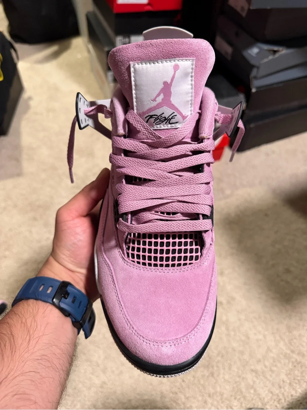 Jordan 4 Retro ‘Orchid’ Suede Mid Top Sneakers Men’s AQ9129-501
